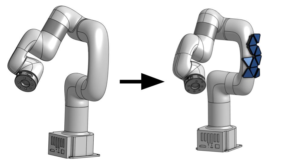 CAD rendering of modular MagPie skin on a robot arm