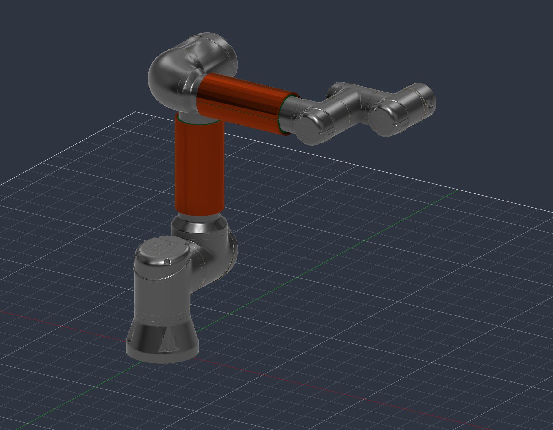 CAD render of tactile shell layers assembled on a UR5e arm
